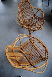 paire de Fauteuils en rotin vintage