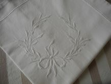 Taie d'oreiller ancienne métis brodée main