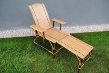 Chaise longue en rotin vintage