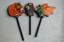 Marionnettes de theatre en bois vintage