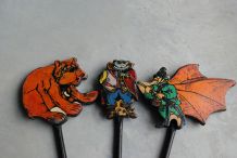 Marionnettes de theatre en bois vintage