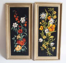 canevas de fleurs vintage encadrés 