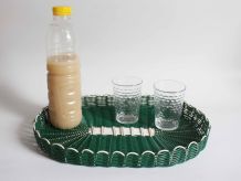 plateau scoubidou vert vintage