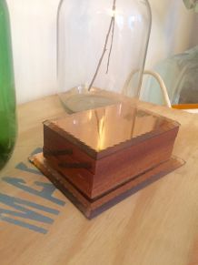 Boîte à cigarettes années 50 miroir rose cuivre