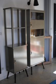 Vitrine bibliothèque Formica vintage année 50