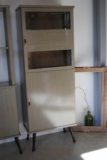 Vitrine bibliothèque Formica vintage année 50