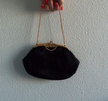 Pochette de soirée noire, vintage, années 60