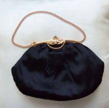 Pochette de soirée noire, vintage, années 60