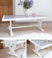 Table basse carrelage et bois