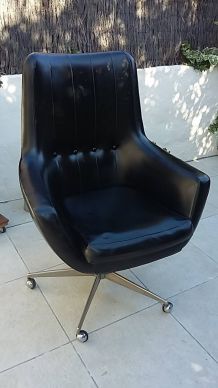 Pur fauteuil vintage années 50/60 SKAÏ noire