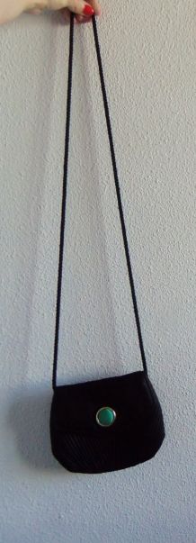 Pochette de soirée noire à porter en bandoulière ou à l'épaule, vintage