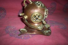 CASQUE DE SCAPHANDRIER CUIVRE ET BRONZE 16 CM SUR 15 CM 