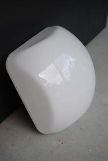Plafonnier cube en verre blanc année 50