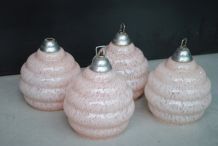 Globes pour suspension rose moucheté vintage