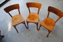 3 Chaises de bistrot Emile Baumann vintage années 50