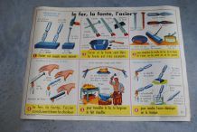 Affiche scolaire ,éditions ROSSIGNOL Le fer la font l'acier / Le plomb l'aluminium le cuivre