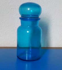 Pot d'apothicaire en verre bleu -vintage 