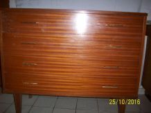 COMMODE VINTAGE 3 TIROIRS PIEDS COMPAS