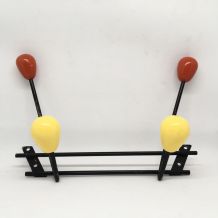 Patère 60s noir rouge jaune