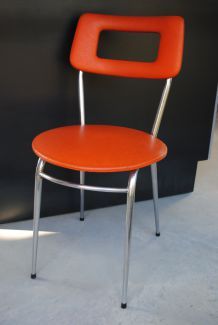 Chaise simili cuir orange vintage