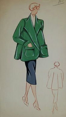 Croquis Mode 1950 Manteaux