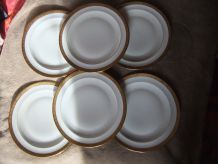 Assiettes X6 Porcelaine Limoges Incrustation Or 