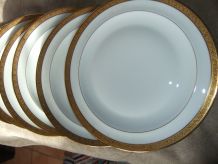 Assiettes X6 Porcelaine Limoges Incrustation Or 