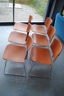 Suite 6 chaises signées Max-Stacker édition Steelcase des années 70