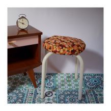 Tabouret à fleurs déhoussable années 60-70