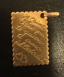 Pendentif plaqué or "je t'aime"