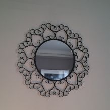 Miroir dentelle métal noir des années 60