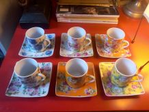 Tasses à café - décor fleuri (rétro)