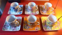 Tasses à café - décor fleuri (rétro)