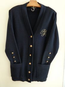 Long Gilet Authentique Marin Breton Vintage boutons marins et blason T38