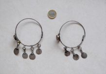 Bijou Berbère ancien / Maroc - Grandes boucles d'oreille / anneaux en argent
