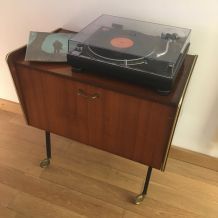 Mini buffet bar vintage inspiration 50s 60s, parfait pour platine et disques vinyls 33 tours