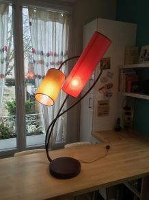 Superbe Lampe double fer forgé forme végétale inspiration art-déco art-nouveau