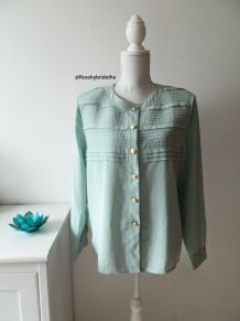 Chemisier fluide vert d'eau pastel vintage 80's