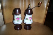 lot moulins poivre et sel en bois et céramique 