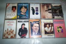 LOT DE 10 ANCIENNES K7 AUDIO DIVERS CHANTEURS