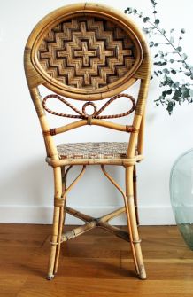 Chaise bistrot rotin années 70