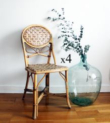Lot de 4 chaises bistrot rotin 