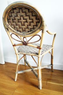 Fauteuil bistrot vintage en rotin 70's