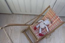 poussette vintage en bois repliable