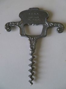 Ancien tire-bouchon décapsuleur, métal argenté 1960
