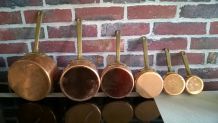Batterie de casseroles en cuivre étamé