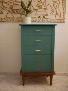 Chiffonnier vert profond vintage rénové