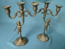 paire de chandelliers Cherubin anciens vintages