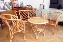 Salon en rotin vintage 70s TBE