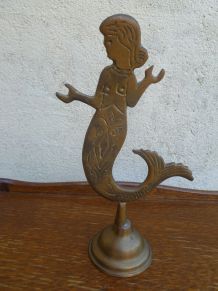 Ancien Coupe Papier Sirene en Laiton, vintage1940-1960